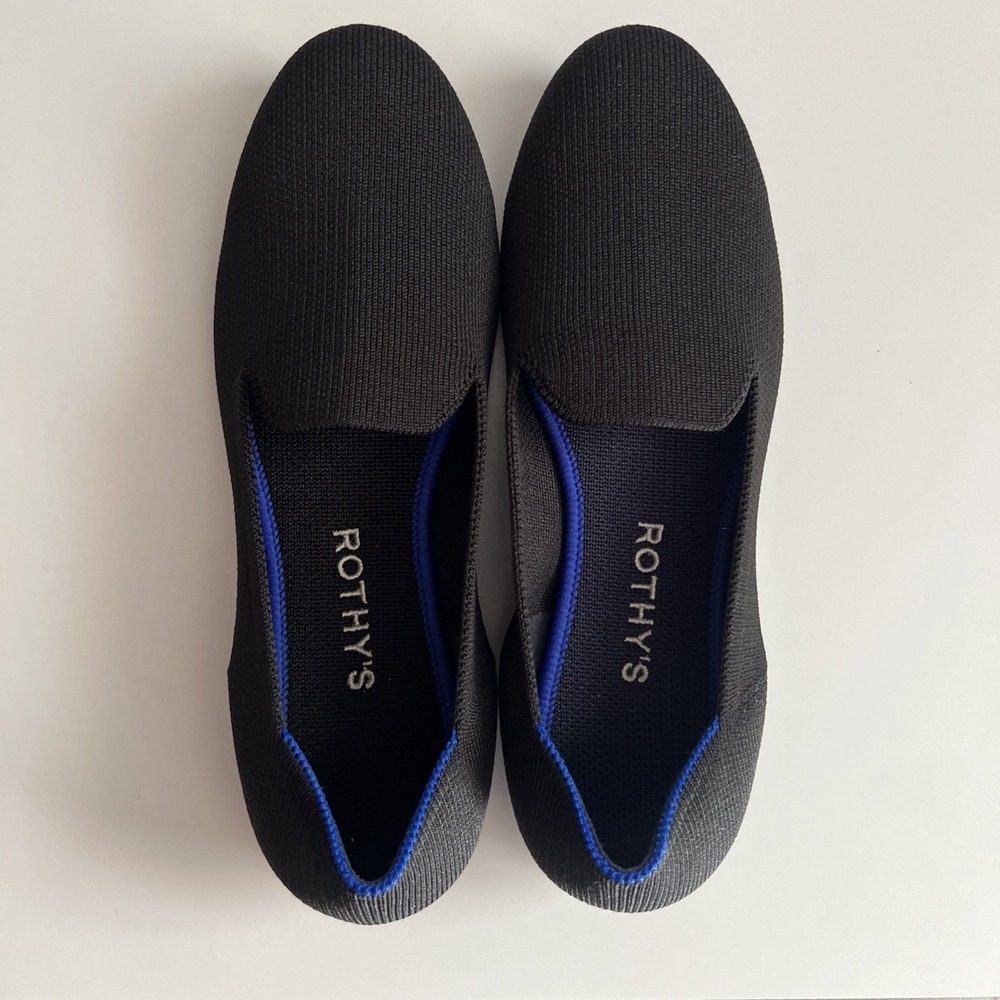 Rothy's Women's Size 7 The Lounge Loafer Black Solid Knit Slip On Shoes Flats